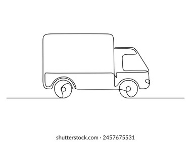 Delivery truck continuous one line drawing vector illustration. Pro vector