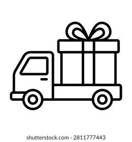 Delivery truck delivering a gift package with delivery shipping transport logistics transportati