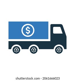 Delivery, truck, dollar icon. Simple editable vector illustration.