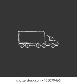 Delivery truck. Drawn in chalk icon.