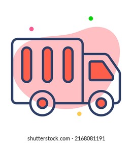 delivery truck Finance Related Vector Line Icon. Editable Stroke Pixel Perfect.