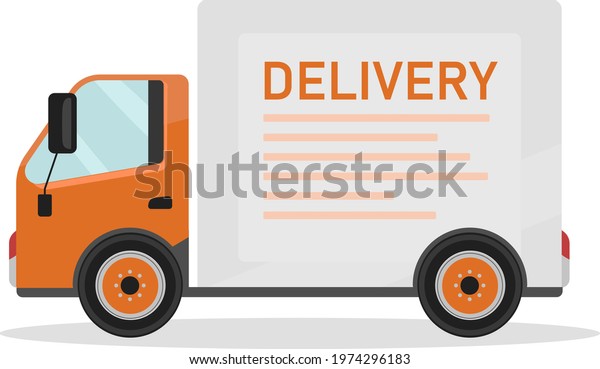 Delivery truck flat color vector object. Moving\
heavy packages. Automotive vehicle. Carrying loads. Delivering\
goods to customers isolated cartoon illustration for web graphic\
design and animation