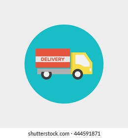 Delivery truck flat icon illustration