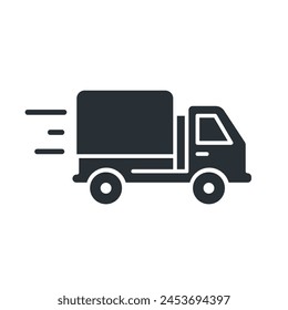 Delivery truck flat icon. Delivery service, e-commerce. Isolated vector illustration