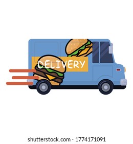 Delivery truck flat illustration. Vector.