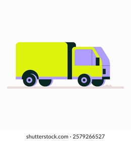 Delivery Truck In Flat Vector Illustration Symbolizing Logistics, Transportation, And Shipping, Isolated On White Background