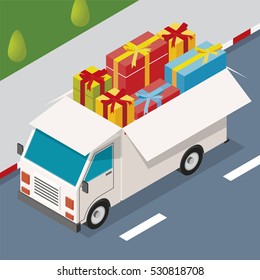 Delivery truck with gift