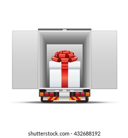 Delivery truck with gift box