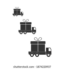  delivery truck with gift box. illustration isolated on white background. concept of supply of product from supermarket warehouse or store
