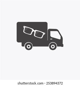delivery truck glasses over white color background