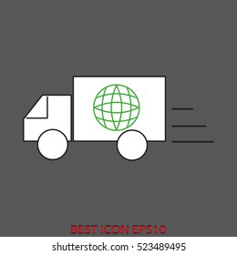 delivery, truck, globe vector icon, eps10