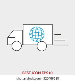 delivery, truck, globe vector icon, eps10