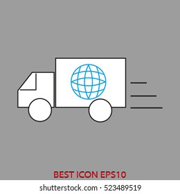 delivery, truck, globe vector icon, eps10