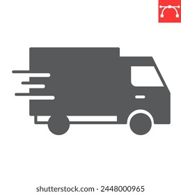 Delivery truck glyph icon, e-commerce and transport, delivery service vector icon, vector graphics, editable stroke solid sign, eps 10.