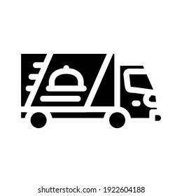 delivery truck glyph icon vector. delivery truck sign. isolated contour symbol black illustration