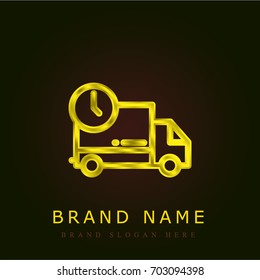 Delivery truck golden metallic logo