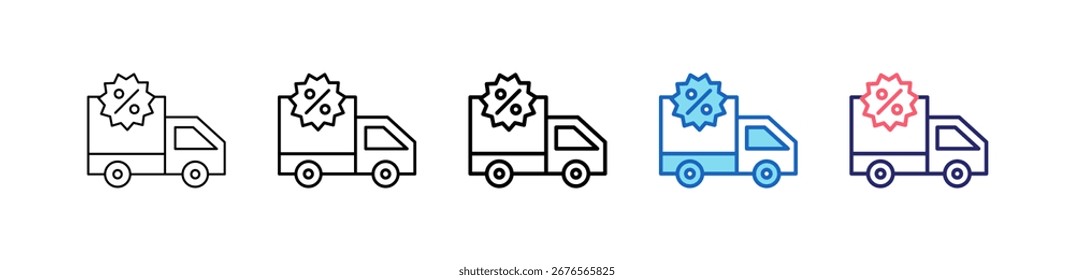 Delivery Truck Icon In 5 Different Styles Set Collection.