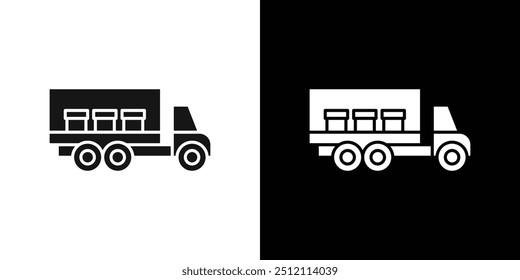 delivery truck icon Black line art vector logo set