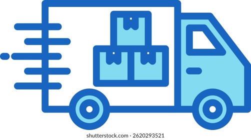 Delivery Truck Icon Blue Vector Illustration