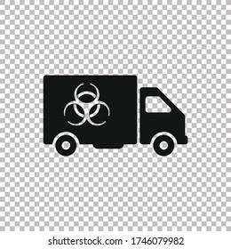 Delivery truck icon. Truck carrying chemical,radioactive,toxic,hazardous substances icon.Transportation symbol