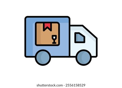 Delivery truck icon. colored outline icon style. truck with product. icon related to procurement. procurement management elements vector illustration