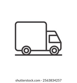 Delivery Truck Icon Depicting a Vehicle in Black and White