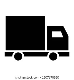 delivery truck icon design with creative modern concept and black and white glyph style logo shape for pictogram, website, ecommerce, satartup, web button design vector eps 10