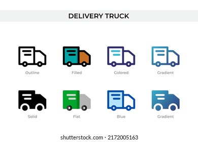 Delivery Truck icon in different style. Delivery Truck vector icons designed in outline, solid, colored, filled, gradient, and flat style. Symbol, logo illustration. Vector illustration