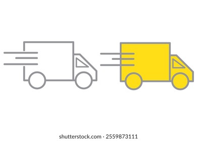 Delivery truck icon. Fast moving van symbol. Shipping car sign. Express delivery illustration.