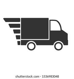 Delivery truck icon. Flat design vector illustration. 