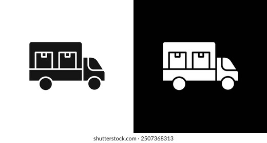 delivery truck icon flat line symbol set.