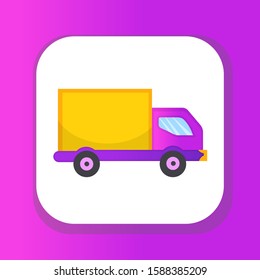 Delivery Truck Icon, flat style. Lorry for delivery of goods, isolated on white background. Vector illustration, clip art