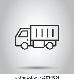 Delivery truck icon in flat style. Van vector illustration on white isolated background. Cargo car business concept.