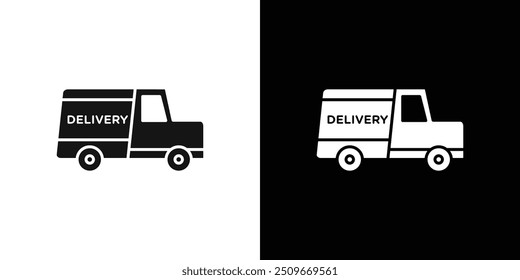 delivery truck icon Flat vector set outline