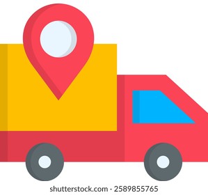 Delivery Truck Icon Flat Vector Illustration