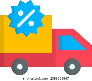 Delivery Truck Icon Flat Vector Illustration
