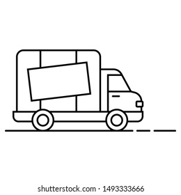 Delivery truck icon. International, local shipping business logotype. Modern vector illustration.