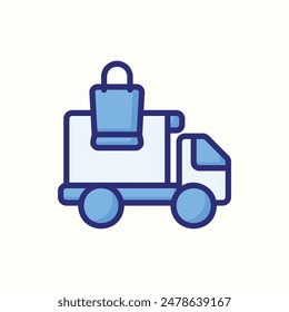 delivery truck icon, isolated blue icon