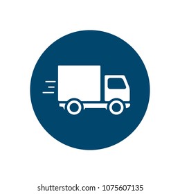 Delivery truck icon isolated on round background. Vector simple illustration. Delivery concept.