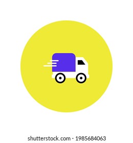 Delivery truck icon isolated on round background stock illustration