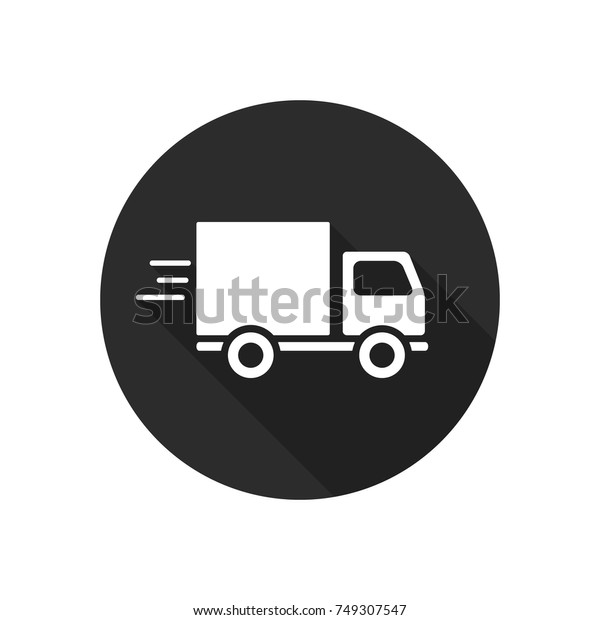 丸い背景に配送トラックのアイコン ベクター画像の簡単なイラスト