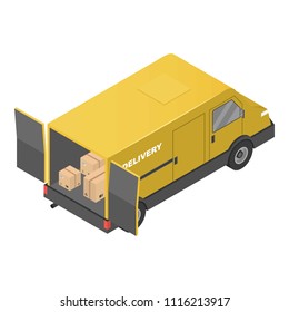 Delivery truck icon. Isometric of delivery truck vector icon for web design isolated on white background