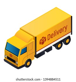 Delivery truck icon. Isometric of delivery truck vector icon for web design isolated on white background