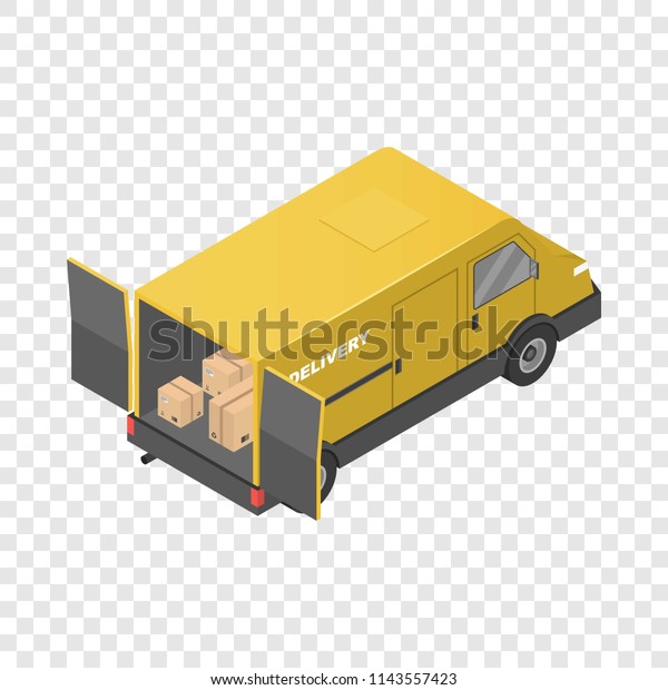 Delivery truck icon. Isometric of
delivery truck vector icon for on transparent
background