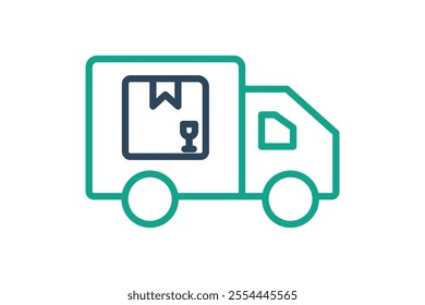 Delivery truck icon. line icon style. truck with product. icon related to procurement. procurement management elements vector illustration