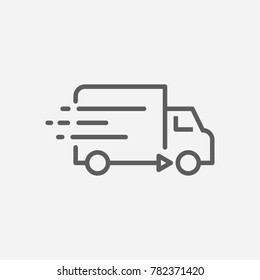 Delivery truck icon line symbol. Isolated vector illustration of van sign concept for your web site mobile app logo UI design.