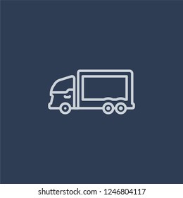 Delivery truck icon. Delivery truck linear design concept from Delivery and logistic collection. Simple element vector illustration on dark blue background.