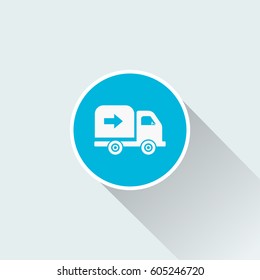 delivery truck icon with long shadow