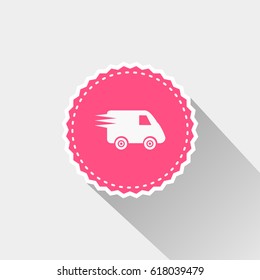 delivery truck icon with long shadow