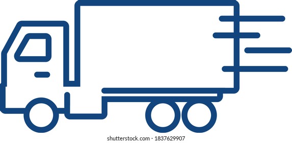Delivery truck icon in motion on a white background. Commercial transport logistics service concept. Vector illustration. Flat infographics.
